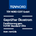 TÜV Nord Gütesiegel für "Geprüftes Ökostromprodukt"
